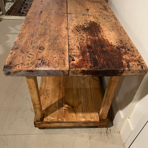 Vintage Print Shop Table with Lower Level