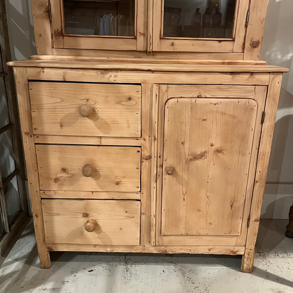 Vintage Pine Glass Top Cabinet