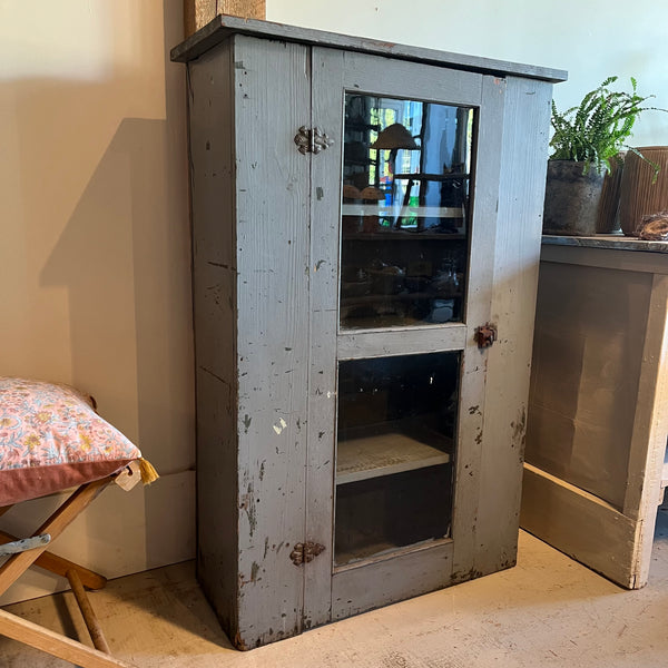 Vintage Blue Gray Glass Cabinet