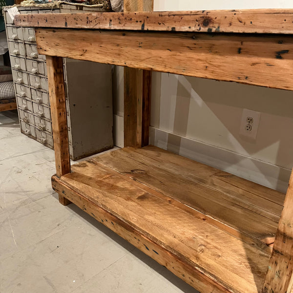 Vintage Print Shop Table with Lower Level