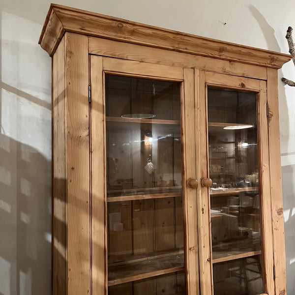 Vintage Pine Glass Top Cabinet