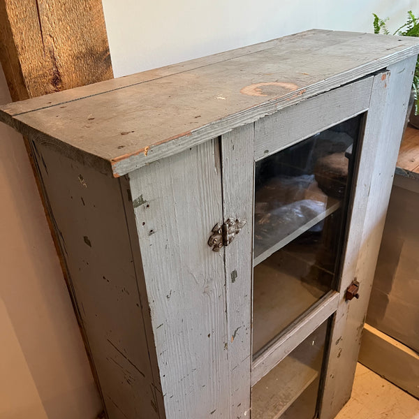 Vintage Blue Gray Glass Cabinet