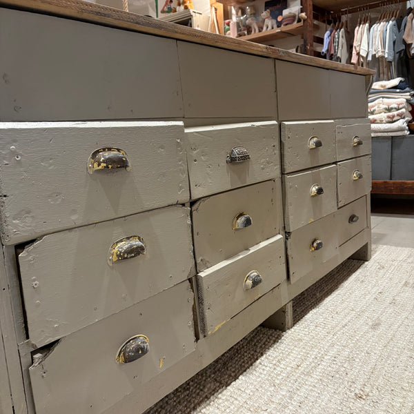 Vintage Painted 12-Drawer Cabinet