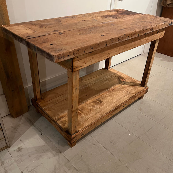 Vintage Print Shop Table with Lower Level