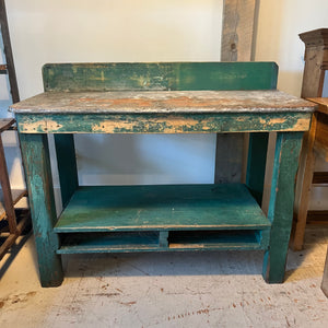 Vintage Green Zinc Top Work Table