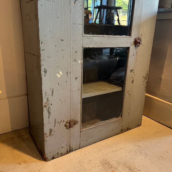 Vintage Blue Gray Glass Cabinet