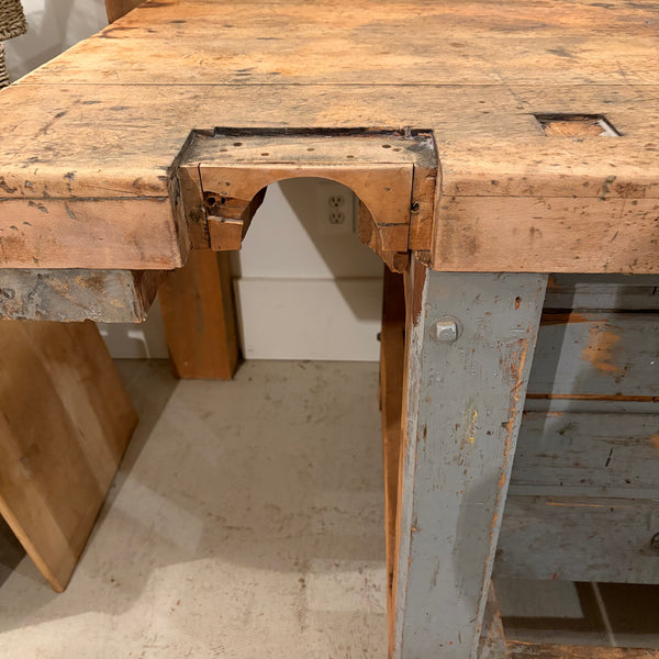 Vintage Blue/Gray Workbench with Drawers