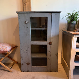 Vintage Blue Gray Glass Cabinet