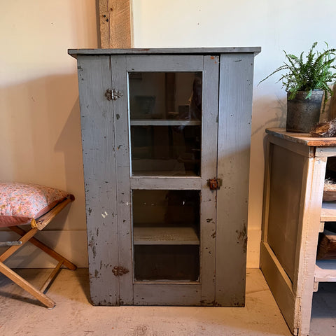 Vintage Blue Gray Glass Cabinet