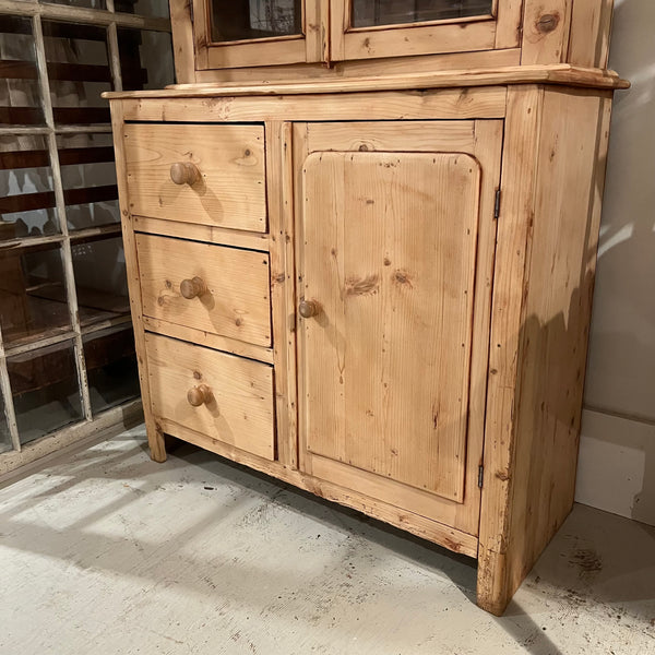 Vintage Pine Glass Top Cabinet