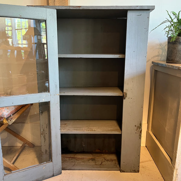 Vintage Blue Gray Glass Cabinet