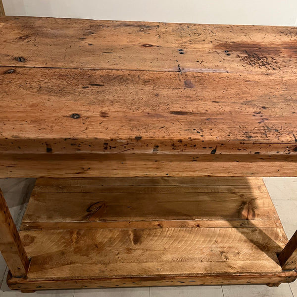 Vintage Print Shop Table with Lower Level