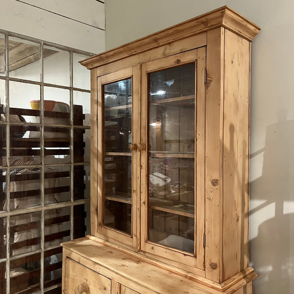 Vintage Pine Glass Top Cabinet