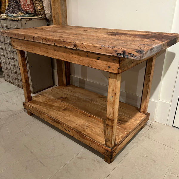 Vintage Print Shop Table with Lower Level