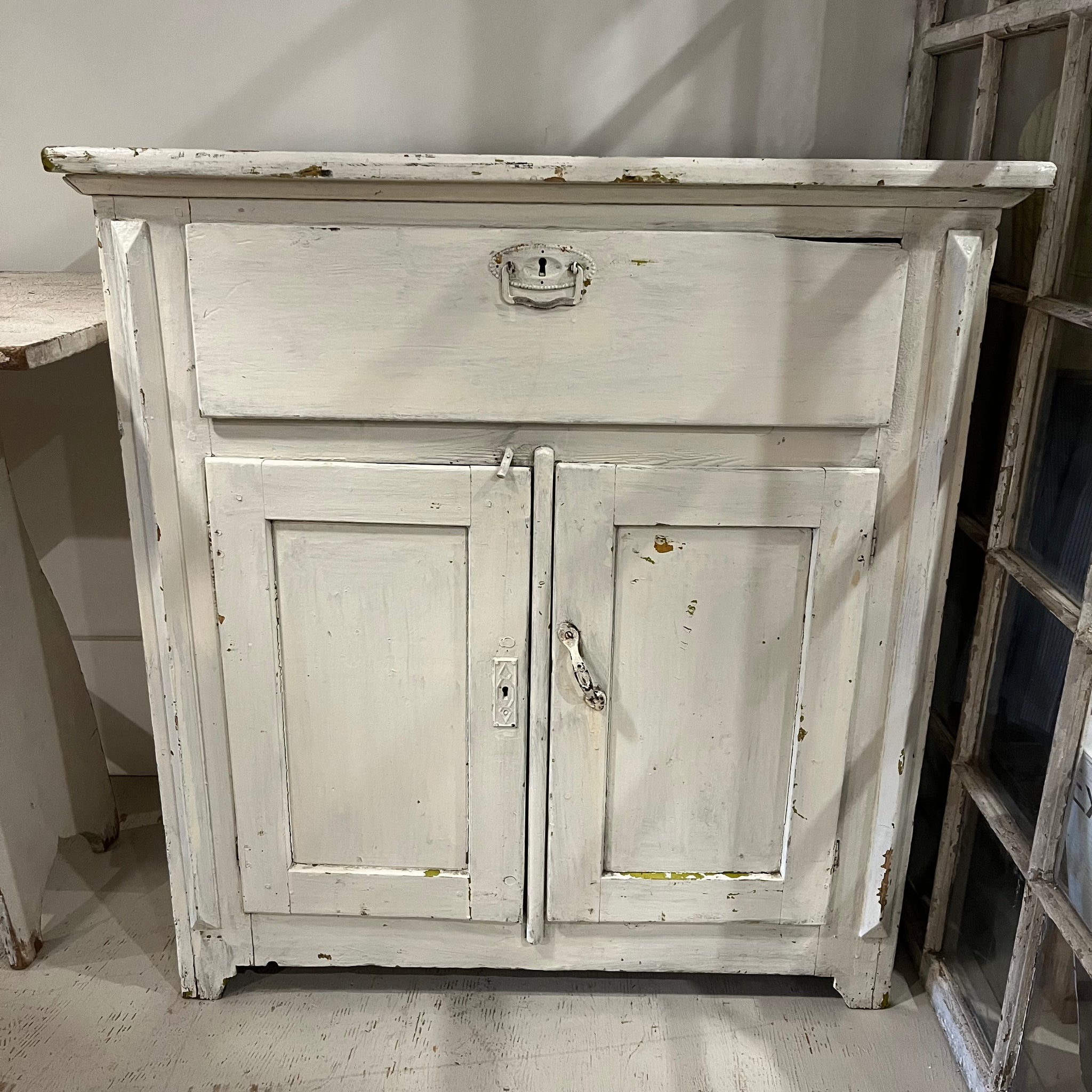 Vintage White Cabinet with Drawer