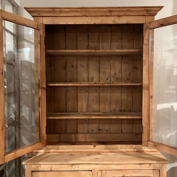 Vintage Pine Glass Top Cabinet