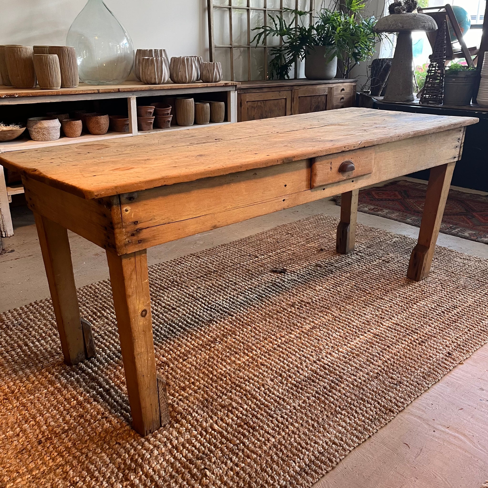 Vintage Pine Table with Drawer