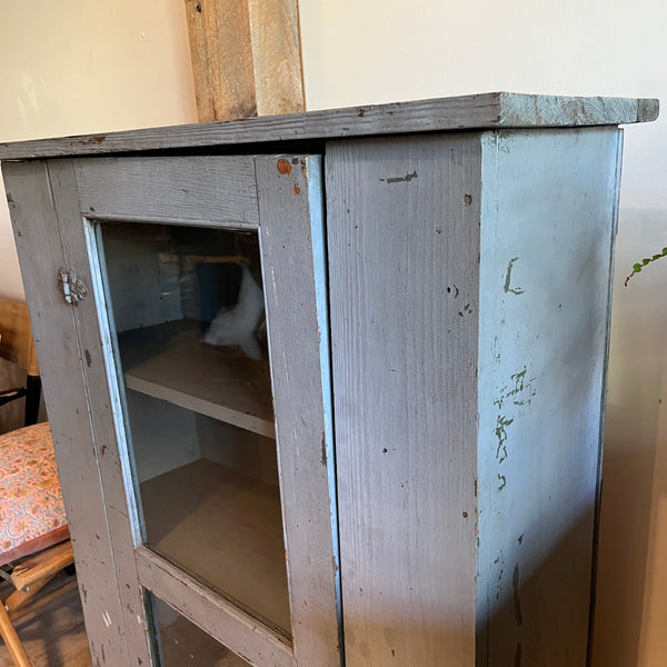 Vintage Blue Gray Glass Cabinet